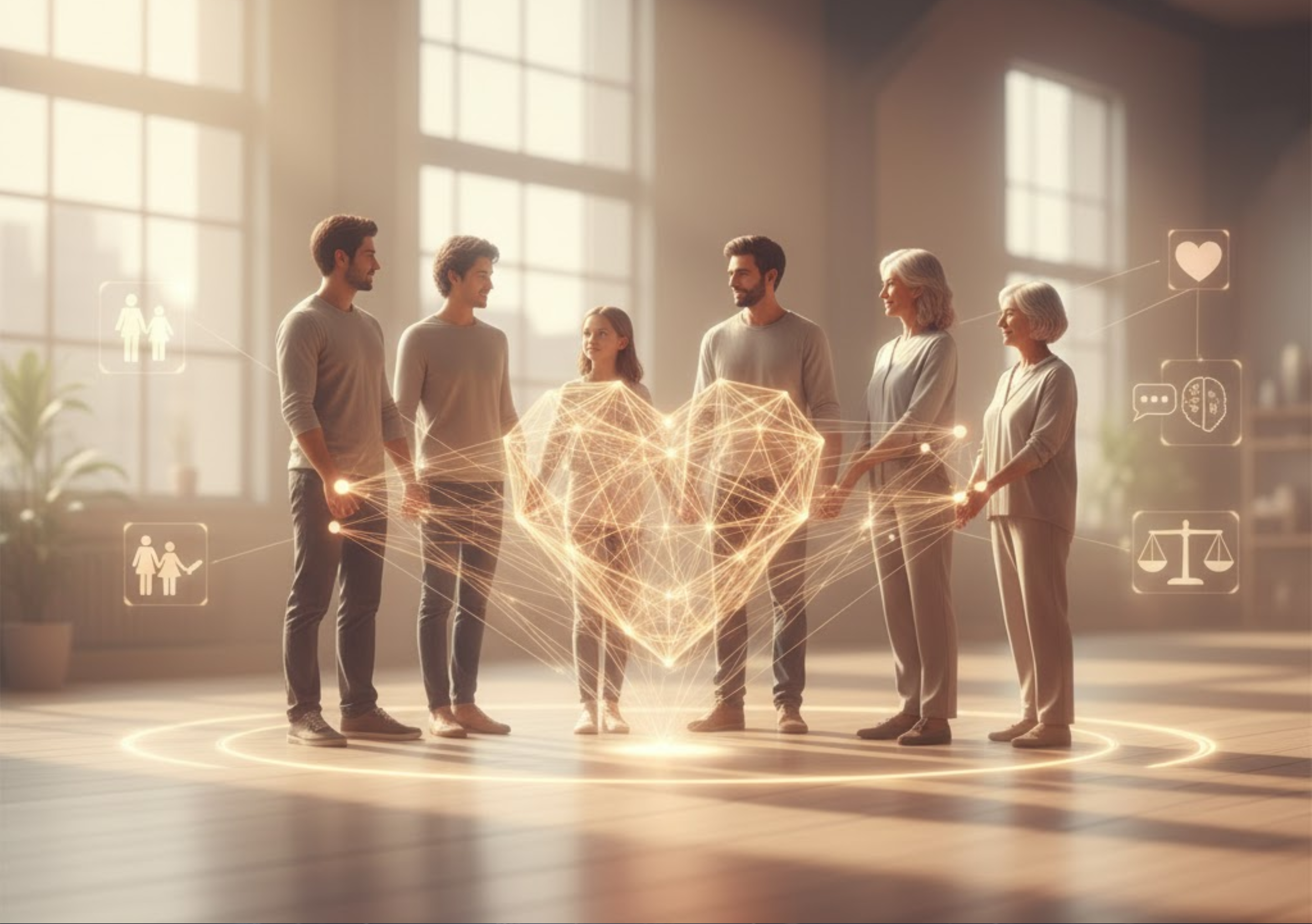 responsabilidade afetiva, conexões humanas, empatia, mãos unidas, maturidade emocional